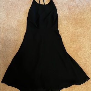 MODA INTL little black flared dress size S adjustable tie back with zipper
